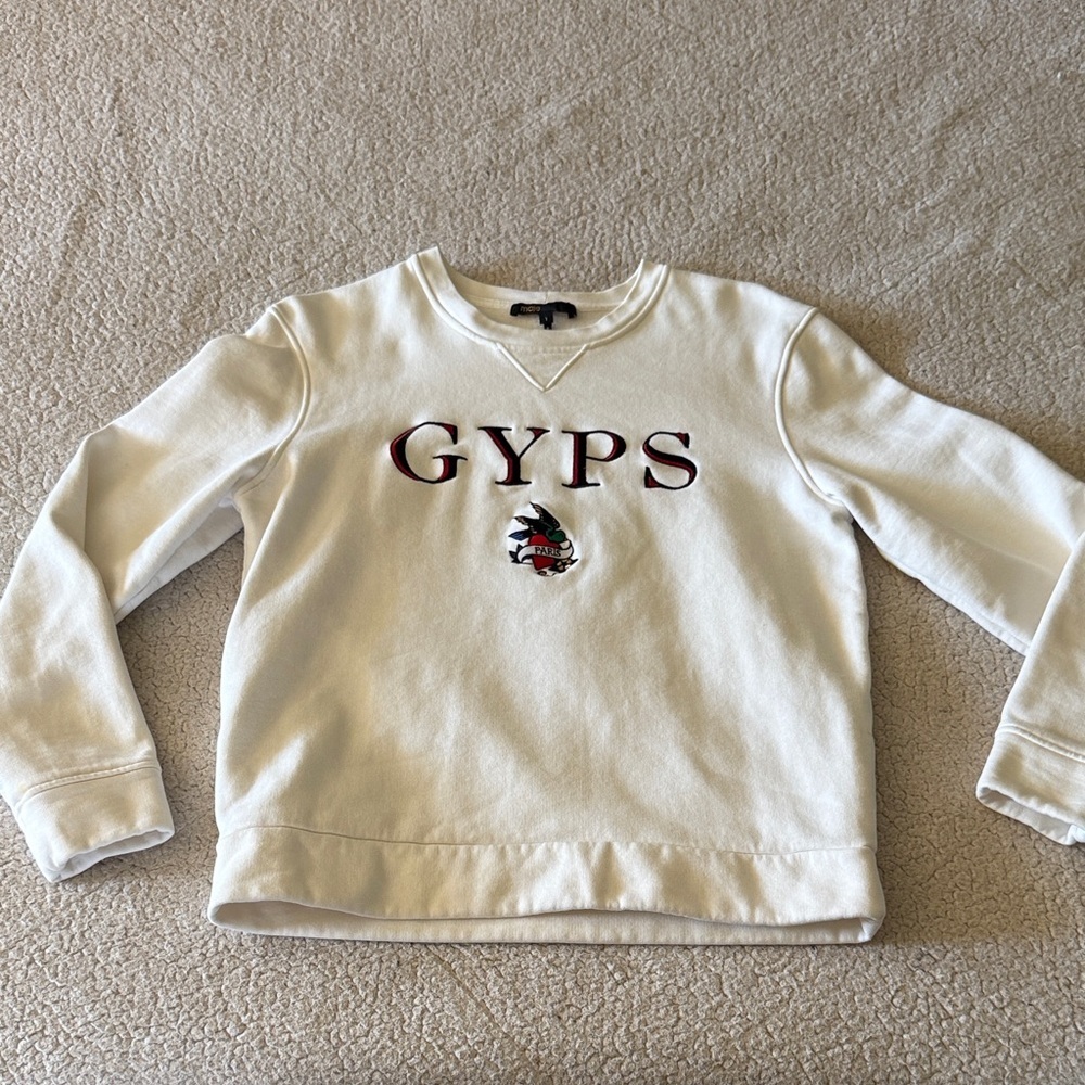 Maje White Crew Neck Sweater with GYPS PARIS Size 1 or Small